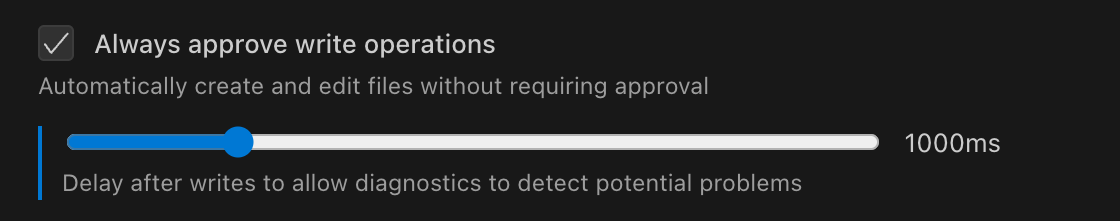 Write operations setting with delay slider